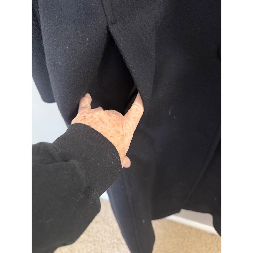 VTG  Pendleton Womens Black Wool Trench Coat SZ 16 Full Length Classic 80's - Picture 7 of 10
